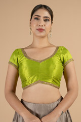 Liril Green With Golden Lace Saree Blouse1574 video